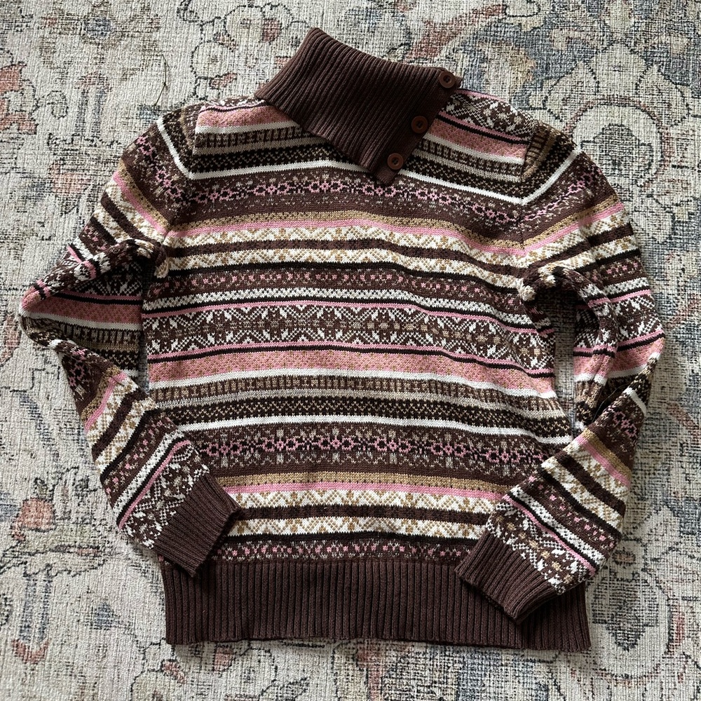 Karen Scott Brown Pink Sweater 100% Cotton